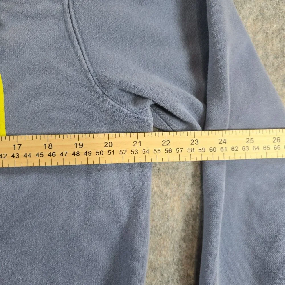 The North Face Men's Hoodie Lime Green Logo Sweatshirt Denim Blue Size M *Flaws*